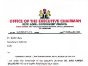 Local Govt Council Secretary Sack Over Alleged Unethical Utterances