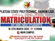 PLAPOLY Now Runs All Polytechnic Programmes, Says Rector at Unique 2025/2026 Matriculation Ceremony